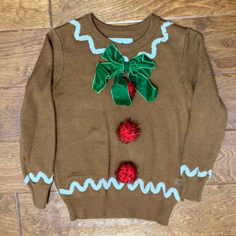 Like New Size XS Tipsy Elves Brown Gingerbread Holiday Sweater